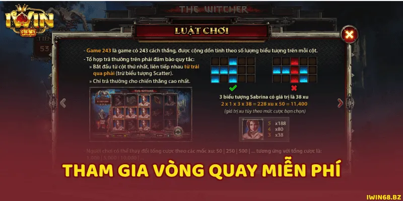 Tính năng vòng quay miễn phí sẽ gia tăng giá trị tiền thưởng cho người chơi